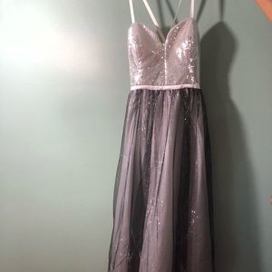 Black/Silver/White Prom Gown